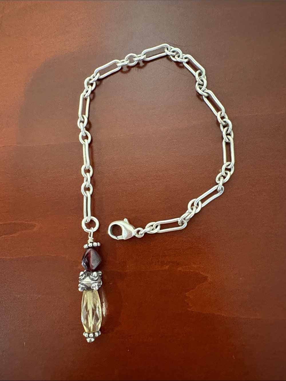 1990’s Sterling Silver, Garnet & Crystal Bracelet